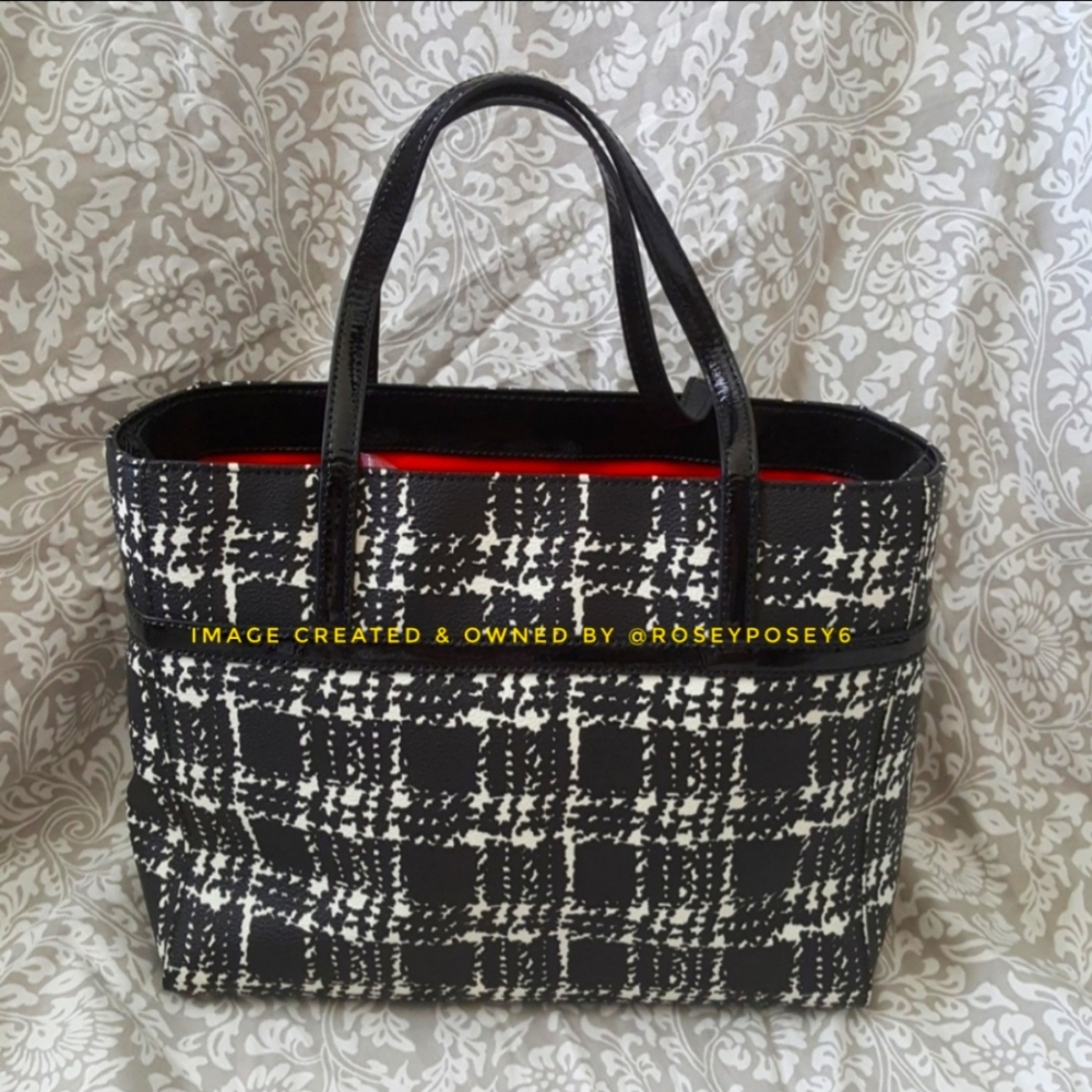 Kate Spade New Black & White Handbag with bow - Picture 3 of 8